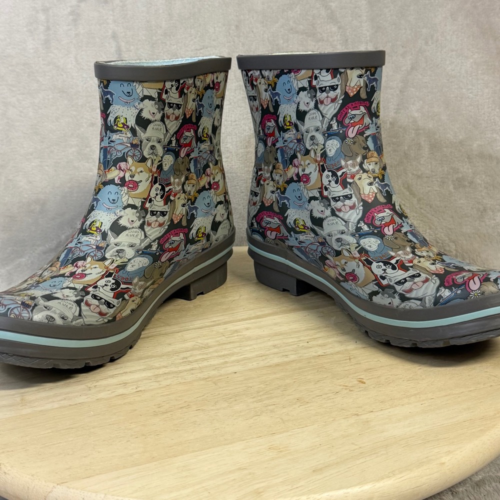 Skechers BOBS for Dogs Rain Boots Multi Color Dog Print 113154 GYMT Womens 7 - Picture 9 of 16